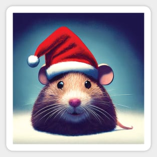 Christmas Mouse in Santa Hat Sticker